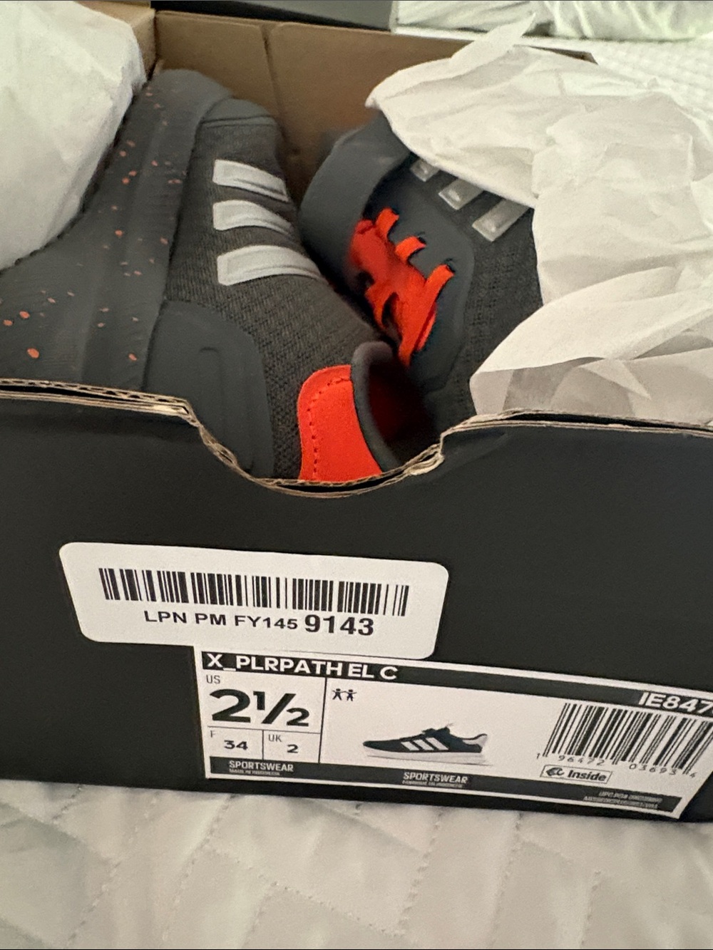 adidas boys Gray Sneakers with Orange Accents
